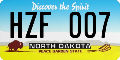 ND license plate HZF007