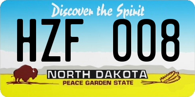 ND license plate HZF008
