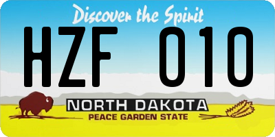 ND license plate HZF010