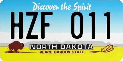 ND license plate HZF011