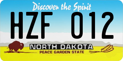 ND license plate HZF012