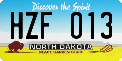 ND license plate HZF013
