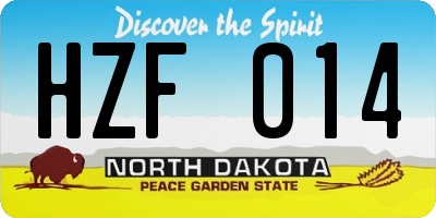 ND license plate HZF014