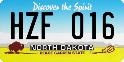 ND license plate HZF016
