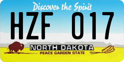 ND license plate HZF017