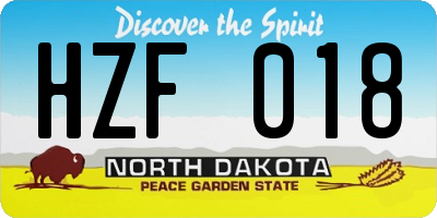 ND license plate HZF018