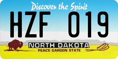 ND license plate HZF019