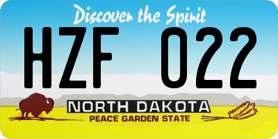 ND license plate HZF022
