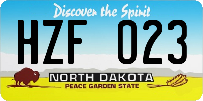 ND license plate HZF023