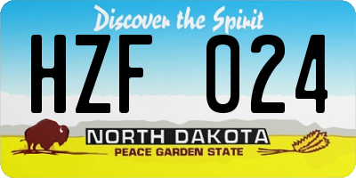 ND license plate HZF024