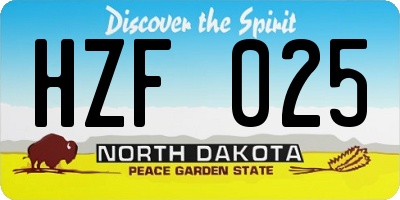 ND license plate HZF025