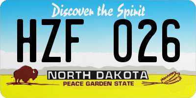 ND license plate HZF026