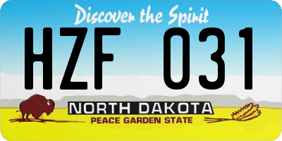 ND license plate HZF031