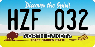 ND license plate HZF032