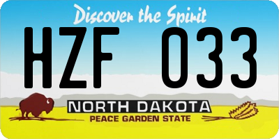 ND license plate HZF033