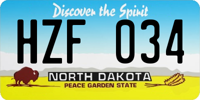 ND license plate HZF034