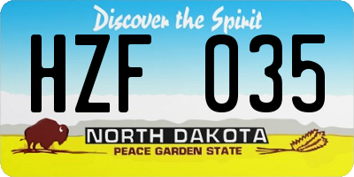 ND license plate HZF035