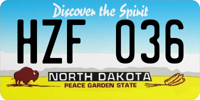 ND license plate HZF036