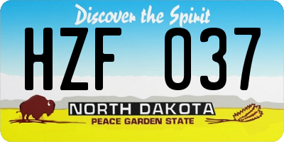 ND license plate HZF037