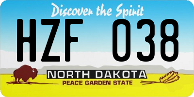 ND license plate HZF038