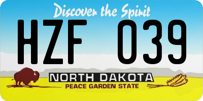 ND license plate HZF039