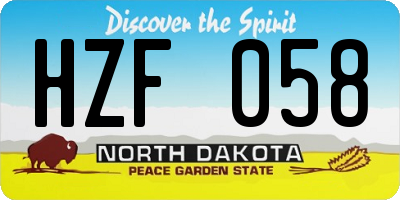 ND license plate HZF058
