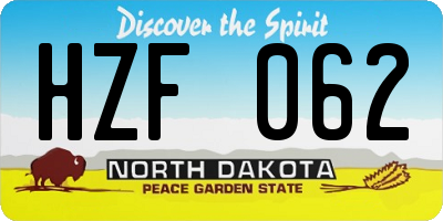 ND license plate HZF062