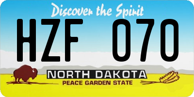 ND license plate HZF070
