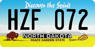 ND license plate HZF072