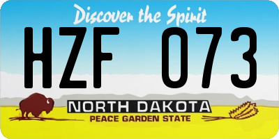 ND license plate HZF073