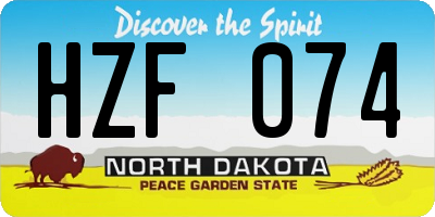 ND license plate HZF074