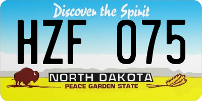 ND license plate HZF075