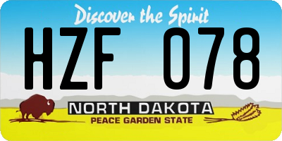 ND license plate HZF078