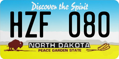 ND license plate HZF080