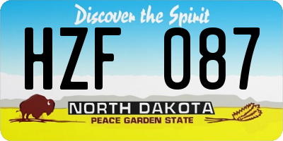 ND license plate HZF087