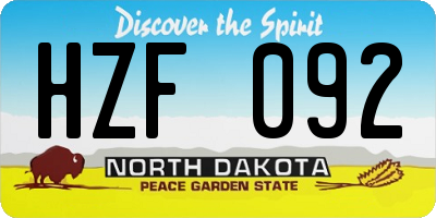ND license plate HZF092