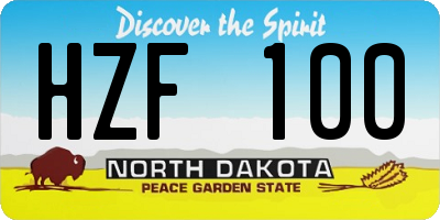 ND license plate HZF100