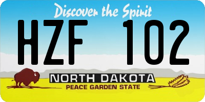 ND license plate HZF102