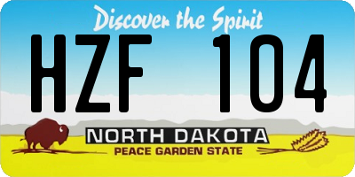 ND license plate HZF104