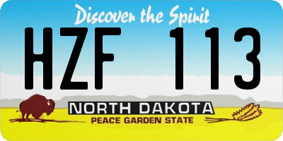 ND license plate HZF113