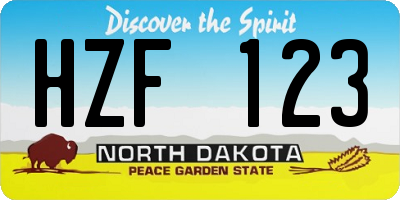 ND license plate HZF123