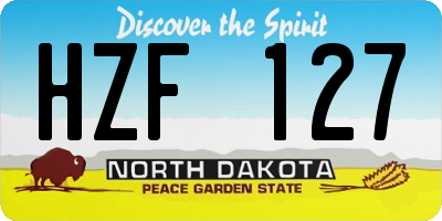 ND license plate HZF127