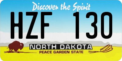 ND license plate HZF130