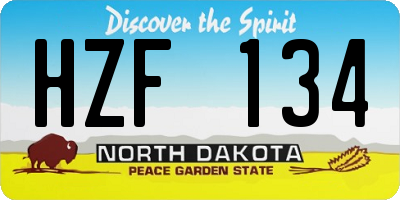 ND license plate HZF134
