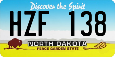ND license plate HZF138