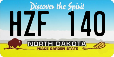 ND license plate HZF140