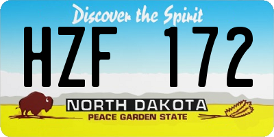 ND license plate HZF172