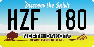 ND license plate HZF180