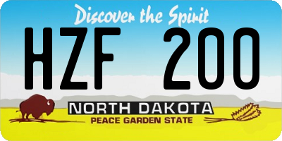 ND license plate HZF200