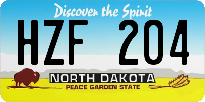 ND license plate HZF204